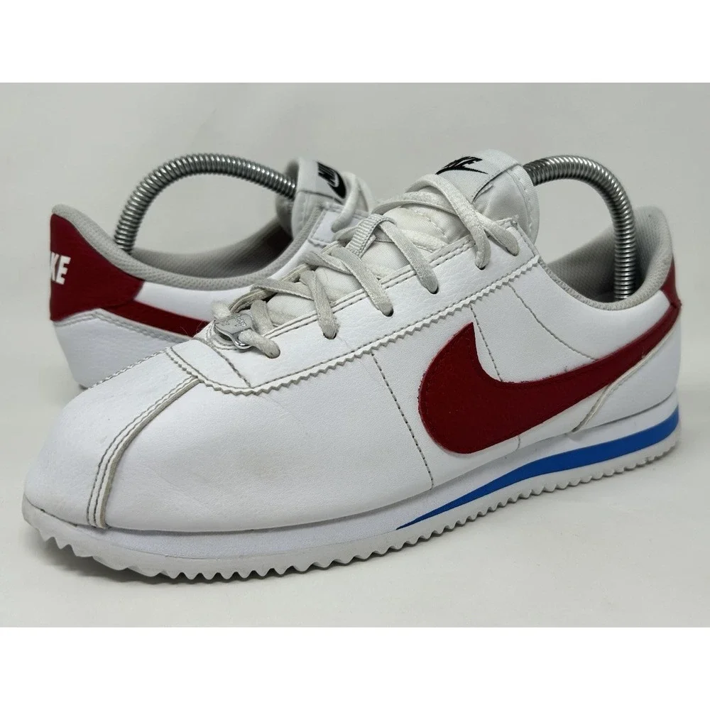 Nike Cortez Basic Leather White Red Blue Size 7Y Women's 8.5 (904764-103)
